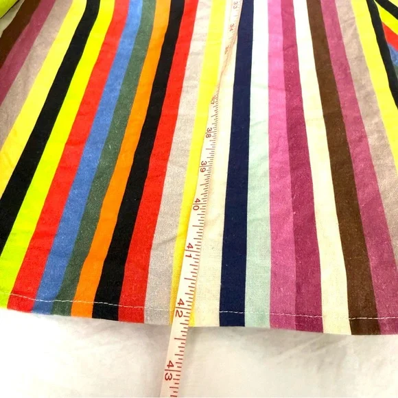 LPA NWOT Shirred Button Up Linen Dress Rainbow Strip Midi Boho Sleeveless Sz S - Picture 14 of 14